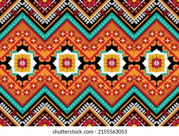 Ethnic abstract geometric flower pattern Design for background, carpet, clothing, wrapping, fabric, cover, textile