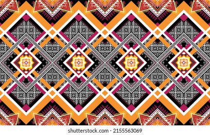 Ethnic abstract geometric flower pattern Design for background, carpet, clothing, wrapping, fabric, cover, textile