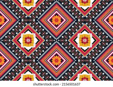Ethnic abstract geometric flower pattern Design for background, carpet, clothing, wrapping, fabric, cover, textile