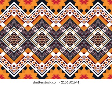 Ethnic abstract geometric flower pattern Design for background, carpet, clothing, wrapping, fabric, cover, textile