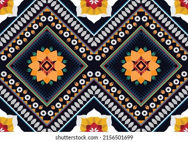 Ethnic abstract geometric flower pattern Design for background, carpet, clothing, wrapping, fabric, cover, textile