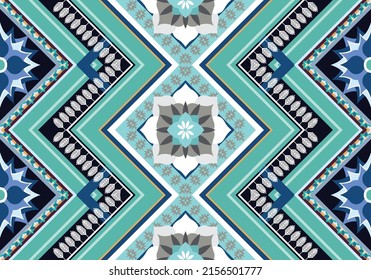 Ethnic abstract geometric flower pattern Design for background, carpet, clothing, wrapping, fabric, cover, textile