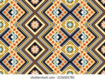 Patrón de flores geométricas abstractas étnicas Diseño para fondo, alfombra, ropa, envoltura, tela, cubierta, textil