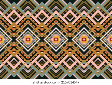 Patrón de flores geométricas abstractas étnicas Diseño para fondo, alfombra, ropa, envoltura, tela, cubierta, textil