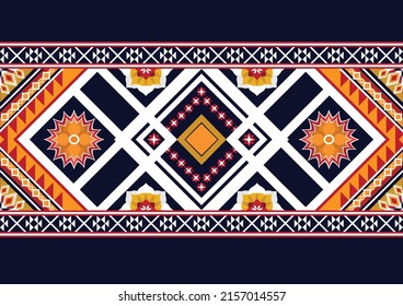 Ethnic abstract geometric flower pattern Design for background, carpet, clothing, wrapping, fabric, cover, textile