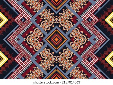 Patrón de flores geométricas abstractas étnicas Diseño para fondo, alfombra, ropa, envoltura, tela, cubierta, textil
