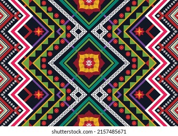 Ethnic abstract geometric flower pattern Design for background, carpet, clothing, wrapping, fabric, cover, textile