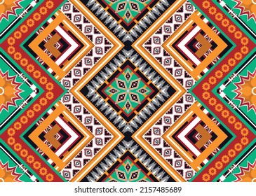 Patrón de flores geométricas abstractas étnicas Diseño para fondo, alfombra, ropa, envoltura, tela, cubierta, textil
