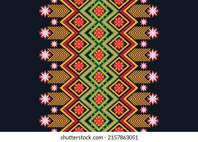 Patrón de flores geométricas abstractas étnicas Diseño para fondo, alfombra, ropa, envoltura, tela, cubierta, textil