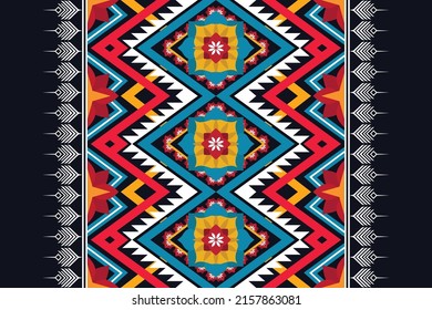 Patrón de flores geométricas abstractas étnicas Diseño para fondo, alfombra, ropa, envoltura, tela, cubierta, textil