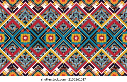Ethnic abstract geometric flower pattern Design for background, carpet, clothing, wrapping, fabric, cover, textile