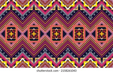 Patrón de flores geométricas abstractas étnicas Diseño para fondo, alfombra, ropa, envoltura, tela, cubierta, textil