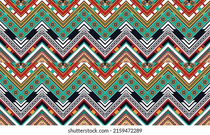 Patrón de flores geométricas abstractas étnicas Diseño para fondo, alfombra, ropa, envoltura, tela, cubierta, textil