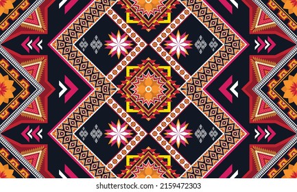 Patrón de flores geométricas abstractas étnicas Diseño para fondo, alfombra, ropa, envoltura, tela, cubierta, textil