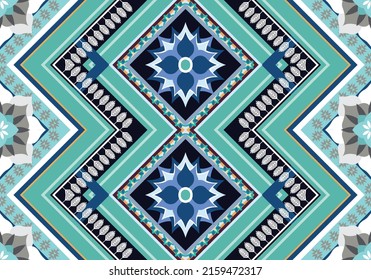 Ethnic abstract geometric flower pattern Design for background, carpet, clothing, wrapping, fabric, cover, textile
