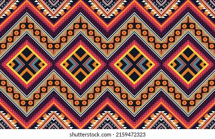Ethnic abstract geometric flower pattern Design for background, carpet, clothing, wrapping, fabric, cover, textile