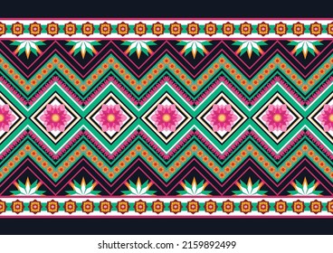 Ethnic abstract geometric flower pattern Design for background, carpet, clothing, wrapping, fabric, cover, textile