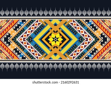 Patrón de flores geométricas abstractas étnicas Diseño para fondo, alfombra, ropa, envoltura, tela, cubierta, textil