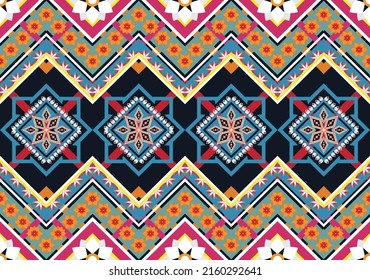 Ethnic abstract geometric flower pattern Design for background, carpet, clothing, wrapping, fabric, cover, textile