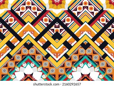 Patrón de flores geométricas abstractas étnicas Diseño para fondo, alfombra, ropa, envoltura, tela, cubierta, textil