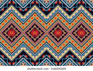 Ethnic abstract geometric flower pattern Design for background, carpet, clothing, wrapping, fabric, cover, textile