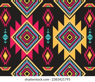 Ethnic abstract geometric flower pattern Design for background, carpet, clothing, wrapping, fabric, cover, textile