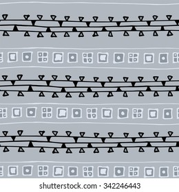 Ethnic abstract geometric pattern in black and white, vector