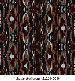 Patrón geométrico abstracto étnico sin costuras, dibujado a mano.  Colores de la Tierra, azul, marrón, diseño de tela, alfombra, vector