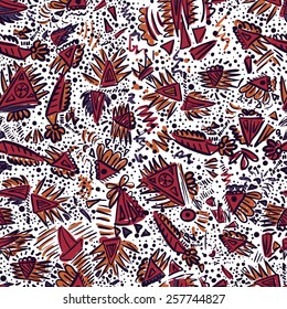 ethnic abstract hand-drawn seamless pattern