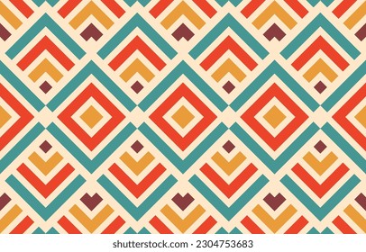 Ethnic abstract ikat art. Aztec ornament print. geometric ethnic pattern seamless  color oriental.  Design for background ,curtain, carpet, wallpaper, clothing, wrapping, Batik, vector illustration.