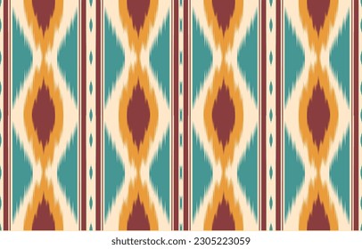 Ethnic abstract ikat art. Aztec ornament print. geometric ethnic pattern seamless  color oriental.  Design for background ,curtain, carpet, wallpaper, clothing, wrapping, Batik, vector illustration.