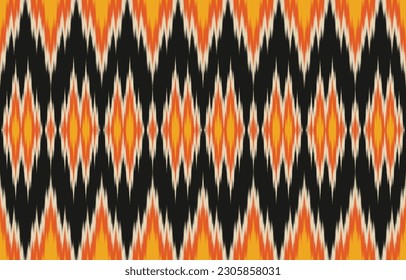 Ethnic abstract ikat art. Aztec ornament print. geometric ethnic pattern seamless  color oriental.  Design for background ,curtain, carpet, wallpaper, clothing, wrapping, Batik, vector illustration.