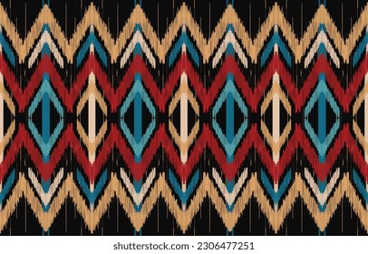 Ethnic abstract ikat art. Aztec ornament print. geometric ethnic pattern seamless  color oriental.  Design for background ,curtain, carpet, wallpaper, clothing, wrapping, Batik, vector illustration.