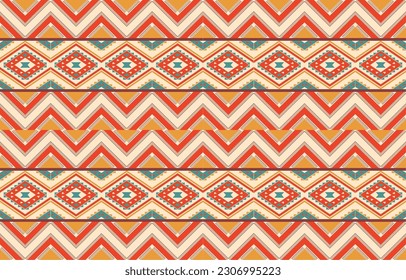 Ethnic abstract ikat art. Aztec ornament print. geometric ethnic pattern seamless  color oriental.  Design for background ,curtain, carpet, wallpaper, clothing, wrapping, Batik, vector illustration.