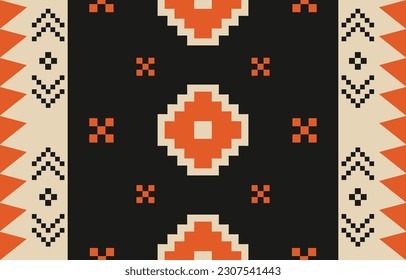 Ethnic abstract ikat art. Aztec ornament print. geometric ethnic pattern seamless  color oriental.  Design for background ,curtain, carpet, wallpaper, clothing, wrapping, Batik, vector illustration.