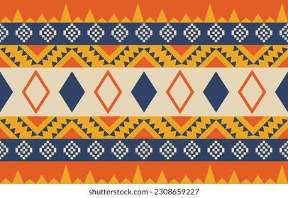 Ethnic abstract ikat art. Aztec ornament print. geometric ethnic pattern seamless  color oriental.  Design for background ,curtain, carpet, wallpaper, clothing, wrapping, Batik, vector illustration.