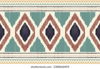 Ethnic abstract ikat art. Aztec ornament print. geometric ethnic pattern seamless  color oriental.  Design for background ,curtain, carpet, wallpaper, clothing, wrapping, Batik, vector illustration.