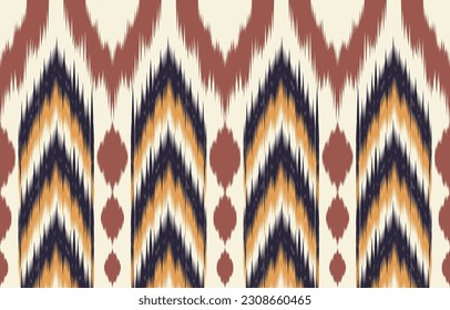 Art abstrait ethnique ikat. Impression ornementale aztèque. motif géométrique ethnique harmonieux de couleur orientale.  Conception pour fond, rideau, tapis, fond d'écran, vêtements, enveloppement, Batik, illustration vectorielle.