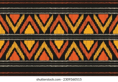 Ethnic abstract ikat art. Aztec ornament print. geometric ethnic pattern seamless  color oriental.  Design for background ,curtain, carpet, wallpaper, clothing, wrapping, Batik, vector illustration.