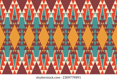 Ethnic abstract ikat art. Aztec ornament print. geometric ethnic pattern seamless  color oriental.  Design for background ,curtain, carpet, wallpaper, clothing, wrapping, Batik, vector illustration.