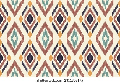 Ethnic abstract ikat art. Aztec ornament print. geometric ethnic pattern seamless  color oriental.  Design for background ,curtain, carpet, wallpaper, clothing, wrapping, Batik, vector illustration.