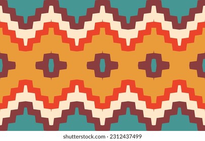 Ethnic abstract ikat art. Aztec ornament print. geometric ethnic pattern seamless  color oriental.  Design for background ,curtain, carpet, wallpaper, clothing, wrapping, Batik, vector illustration.