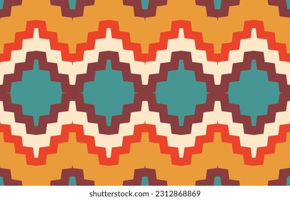 Ethnic abstract ikat art. Aztec ornament print. geometric ethnic pattern seamless  color oriental.  Design for background ,curtain, carpet, wallpaper, clothing, wrapping, Batik, vector illustration.