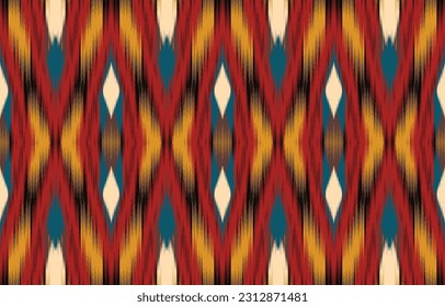 Ethnic abstract ikat art. Aztec ornament print. geometric ethnic pattern seamless  color oriental.  Design for background ,curtain, carpet, wallpaper, clothing, wrapping, Batik, vector illustration.