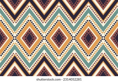 Ethnic abstract ikat art. Aztec ornament print. geometric ethnic pattern seamless  color oriental.  Design for background ,curtain, carpet, wallpaper, clothing, wrapping, Batik, vector illustration.