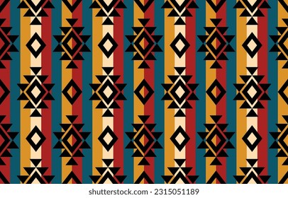 Ethnic abstract ikat art. Aztec ornament print. geometric ethnic pattern seamless  color oriental.  Design for background ,curtain, carpet, wallpaper, clothing, wrapping, Batik, vector illustration.