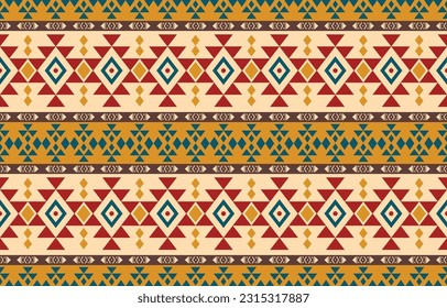 Ethnic abstract ikat art. Aztec ornament print. geometric ethnic pattern seamless  color oriental.  Design for background ,curtain, carpet, wallpaper, clothing, wrapping, Batik, vector illustration.