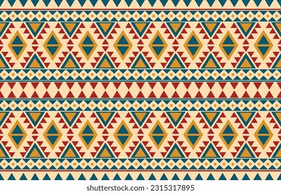 Ethnic abstract ikat art. Aztec ornament print. geometric ethnic pattern seamless  color oriental.  Design for background ,curtain, carpet, wallpaper, clothing, wrapping, Batik, vector illustration.