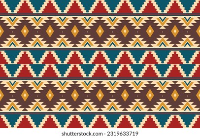 Ethnic abstract ikat art. Aztec ornament print. geometric ethnic pattern seamless  color oriental.  Design for background ,curtain, carpet, wallpaper, clothing, wrapping, Batik, vector illustration.