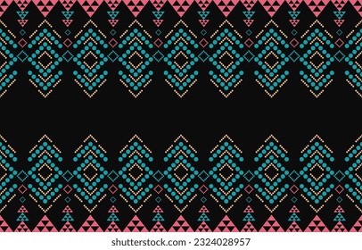 Ethnic abstract ikat art. Aztec ornament print. geometric ethnic pattern seamless  color oriental.  Design for background ,curtain, carpet, wallpaper, clothing, wrapping, Batik, vector illustration.